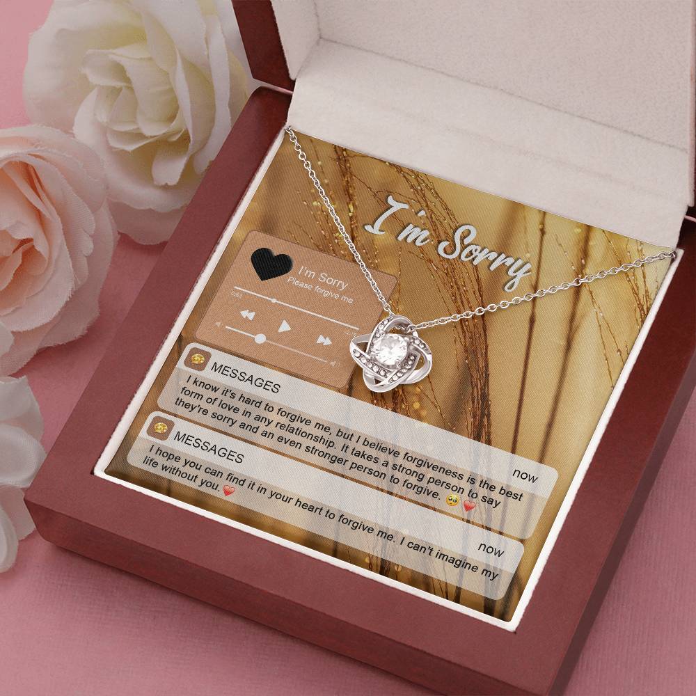 I'm Sorry - Please Forgive Me - Person To Forgive  - Love Knot Silver Necklace LN, APZ0000018LN