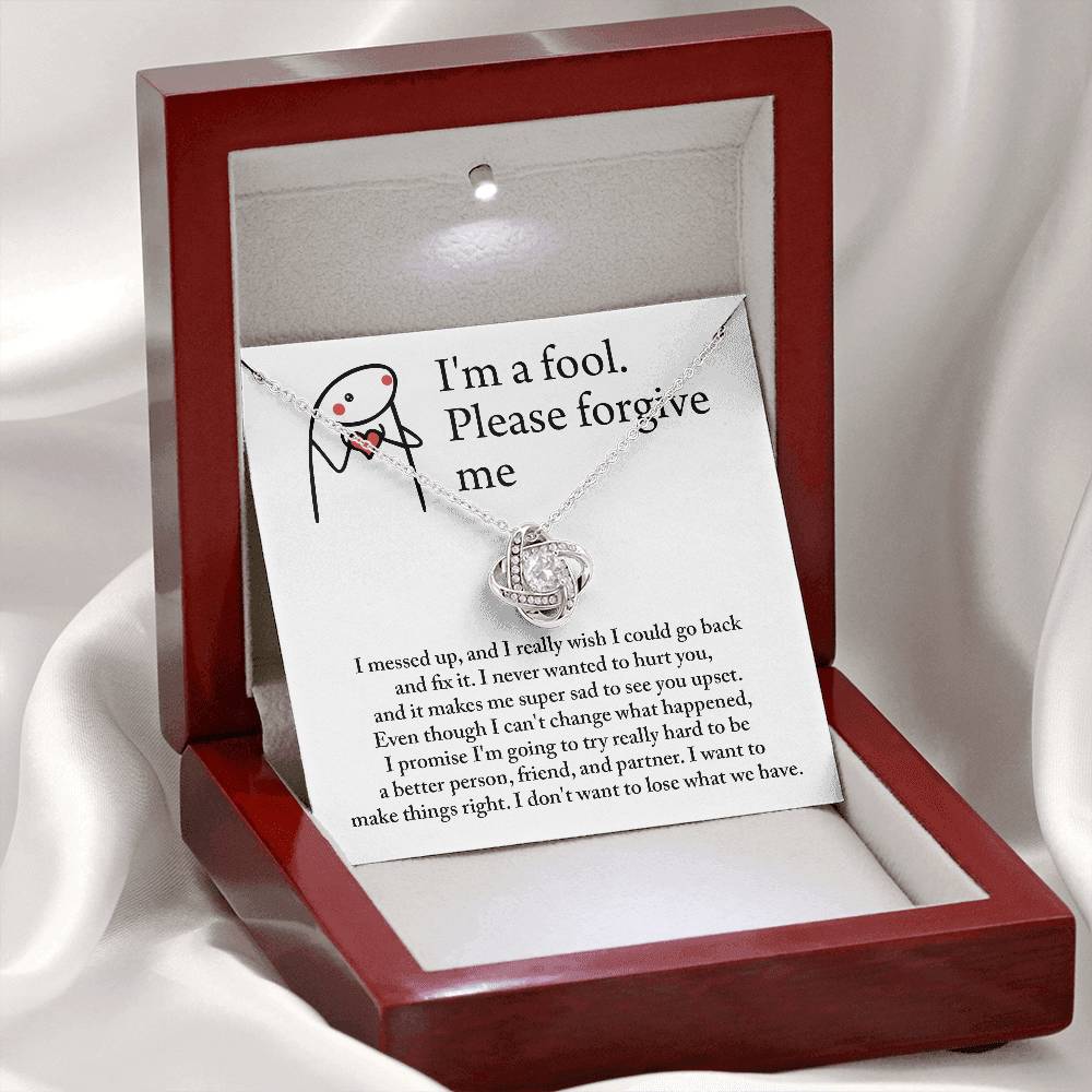 I'm A Fool - Please Forgive Me - Make It Right  - Love Knot Silver Necklace LN, APZ0000015LN