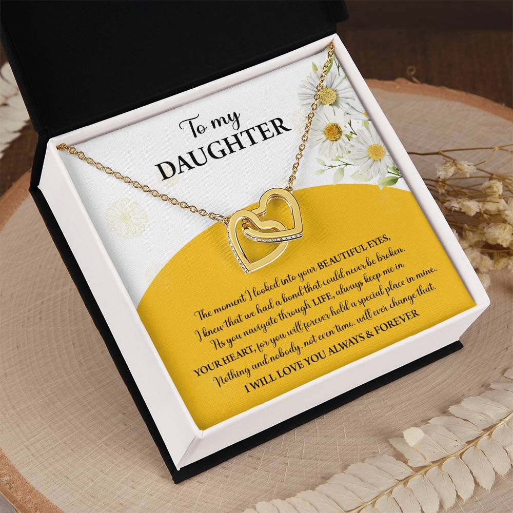 My Daughter - Moment I Looked Into Your Beautiful Eyes - A Bond That Could Never Be Broken - Always Keep Me In Your Heart - Love You Always & Forever - Interlocking Hearts Necklace IH, DAU0000003IH - Sweet Yasmin 21
