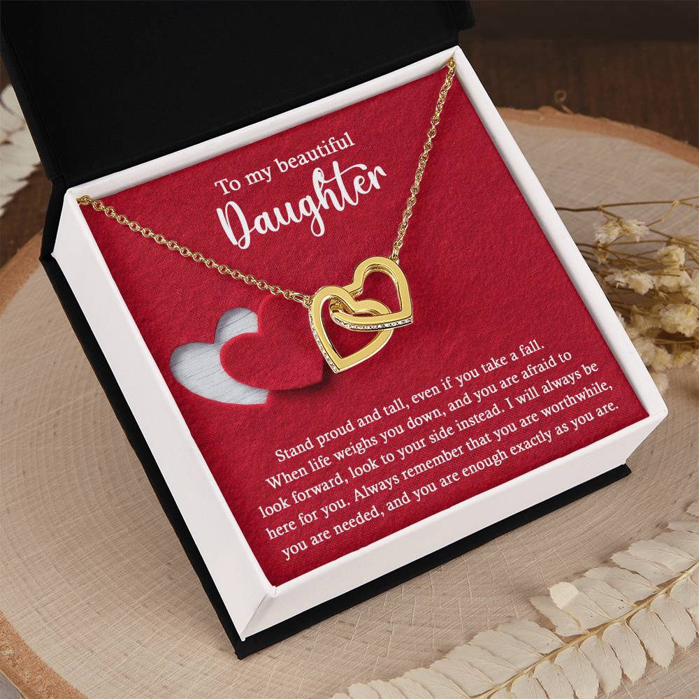 To My Beautiful Daughter - Stand Proud And Tall - Interlocking Hearts Necklace IH, DAU0000008IH - Sweet Yasmin 21