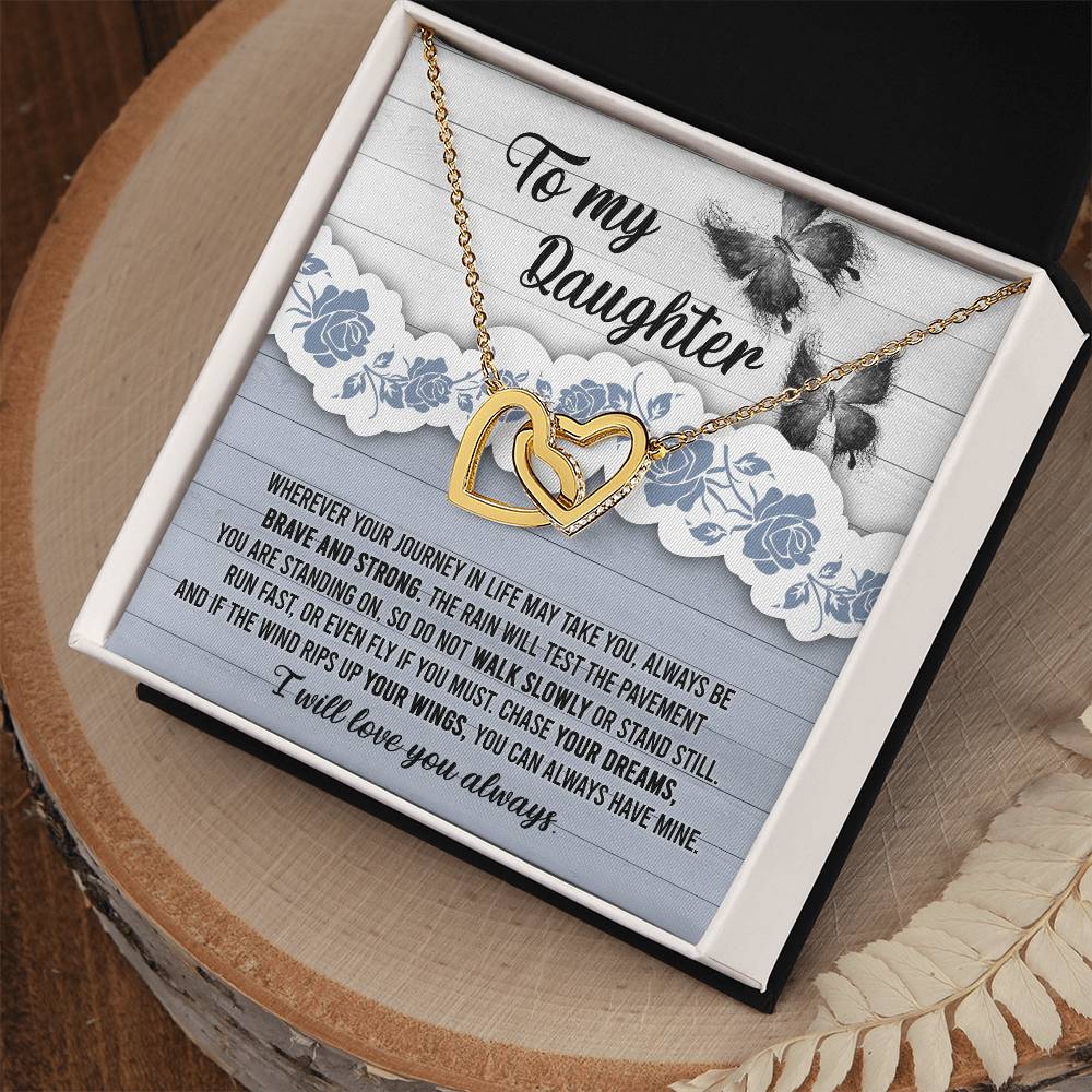 To My Daughter - Always Be Brave And Strong - Interlocking Hearts Necklace IH, DAU0000006IH - Sweet Yasmin 21