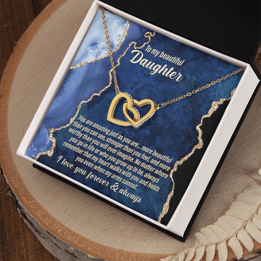 To My Beautiful Daughter - You Are Amazing - Interlocking Hearts Necklace IH, DAU0000009IH - Sweet Yasmin 21