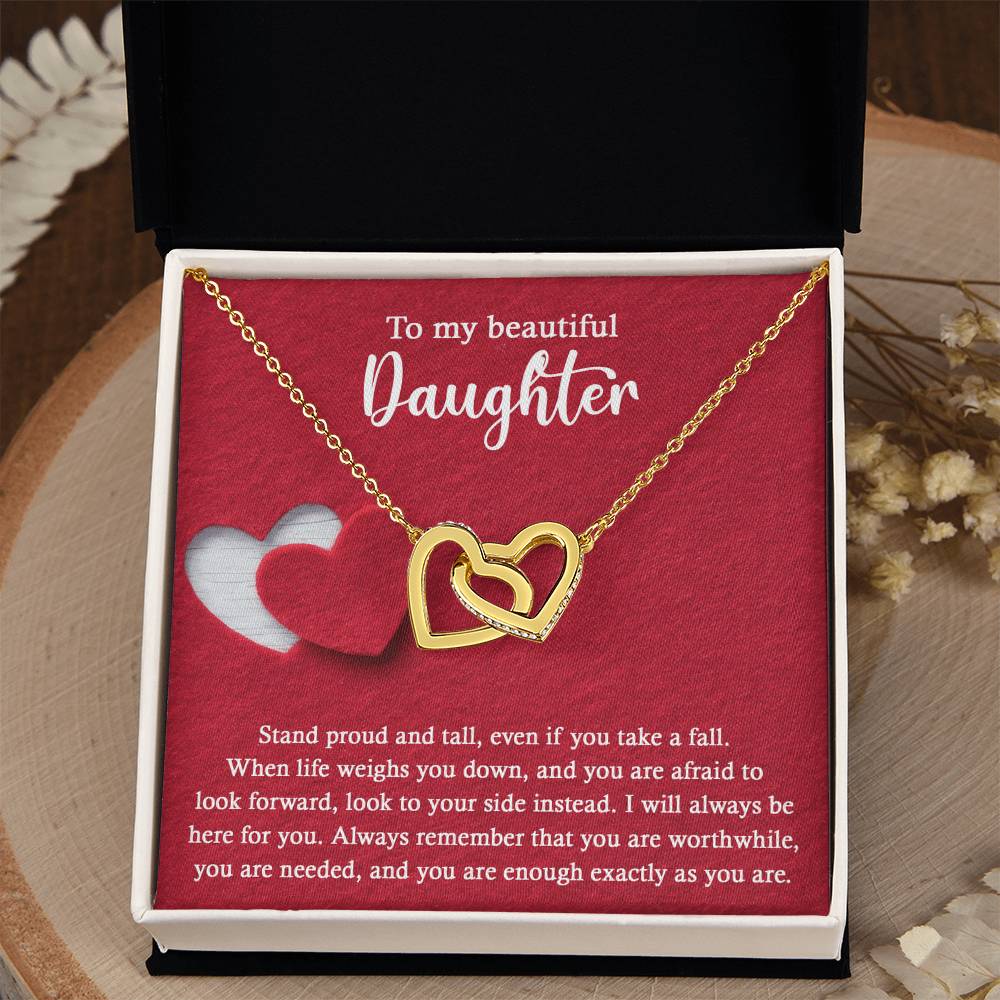 To My Beautiful Daughter - Stand Proud And Tall - Interlocking Hearts Necklace IH, DAU0000008IH - Sweet Yasmin 21