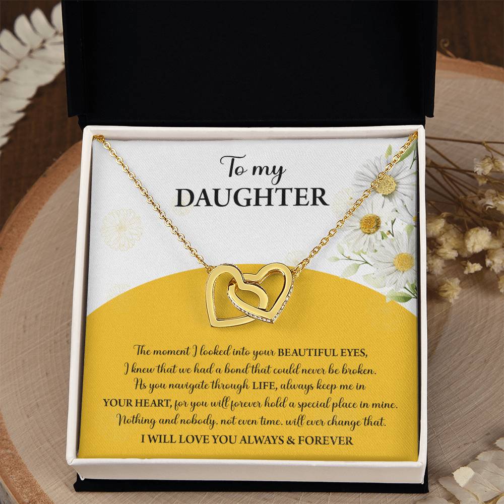 My Daughter - Moment I Looked Into Your Beautiful Eyes - A Bond That Could Never Be Broken - Always Keep Me In Your Heart - Love You Always & Forever - Interlocking Hearts Necklace IH, DAU0000003IH - Sweet Yasmin 21