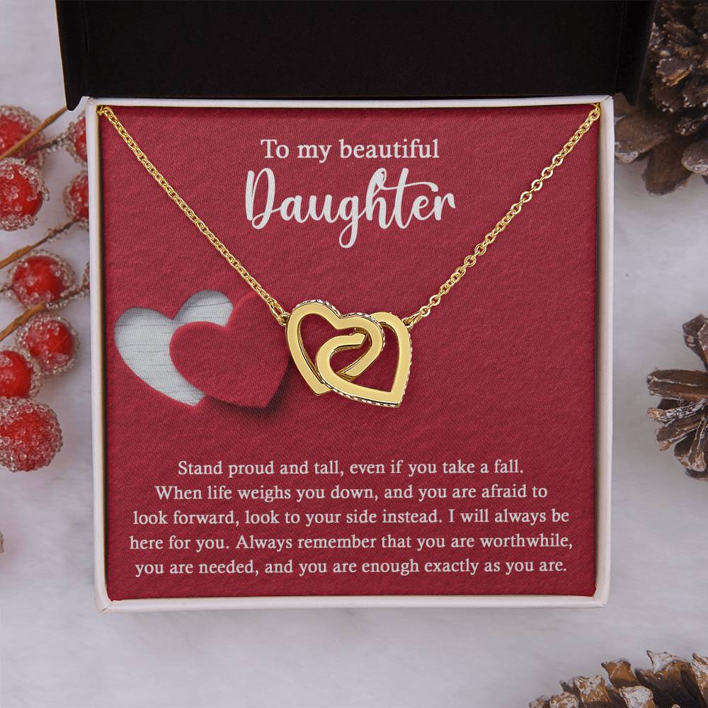 To My Beautiful Daughter - Stand Proud And Tall - Interlocking Hearts Necklace IH, DAU0000008IH - Sweet Yasmin 21