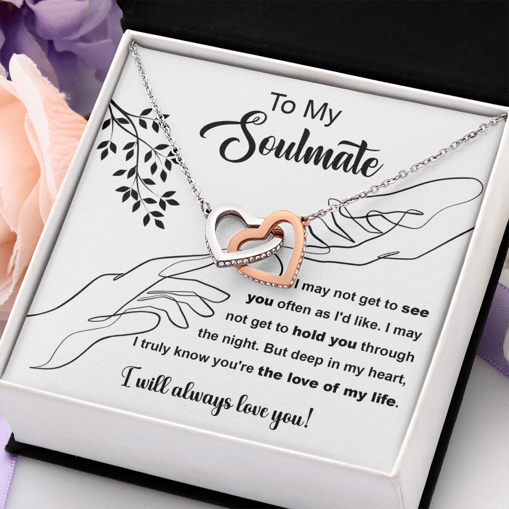 My Soulmate - Deep in My Heart, I Truly Know You're The Love Of My Life - I Will Always Love You - Interlocking Hearts Necklace IH, SMT0000116IH