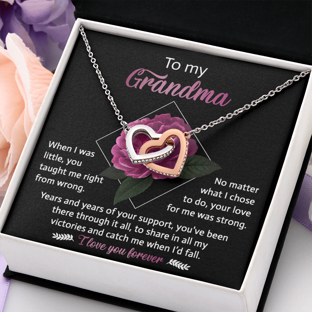 My Grandma - You Taught Me Right From Wrong - Your Love For Me Was Strong - You've Been There Through It All - I Love You Forever - Interlocking Hearts Necklace IH, GMA000003IH