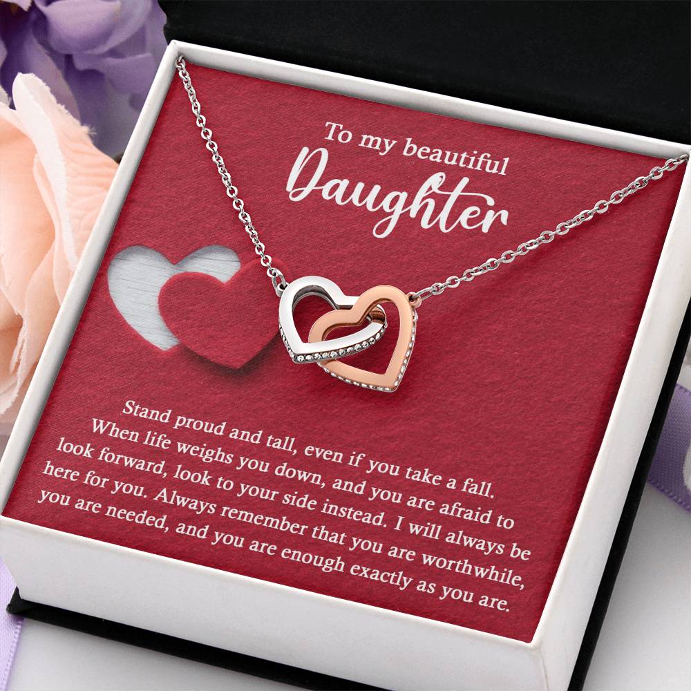 To My Beautiful Daughter - Stand Proud And Tall - Interlocking Hearts Necklace IH, DAU0000008IH - Sweet Yasmin 21