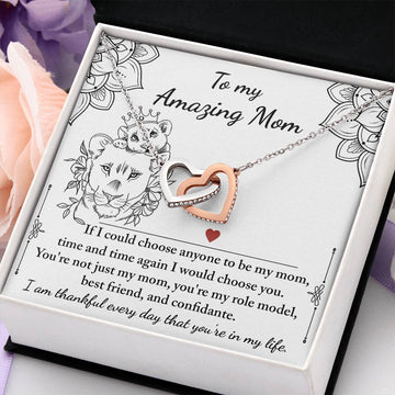 My Amazing Mom - Be My Mom - Choose You - Thankful Everyday - You're In My Life - Interlocking Hearts Necklace IH, MOM0000018IH