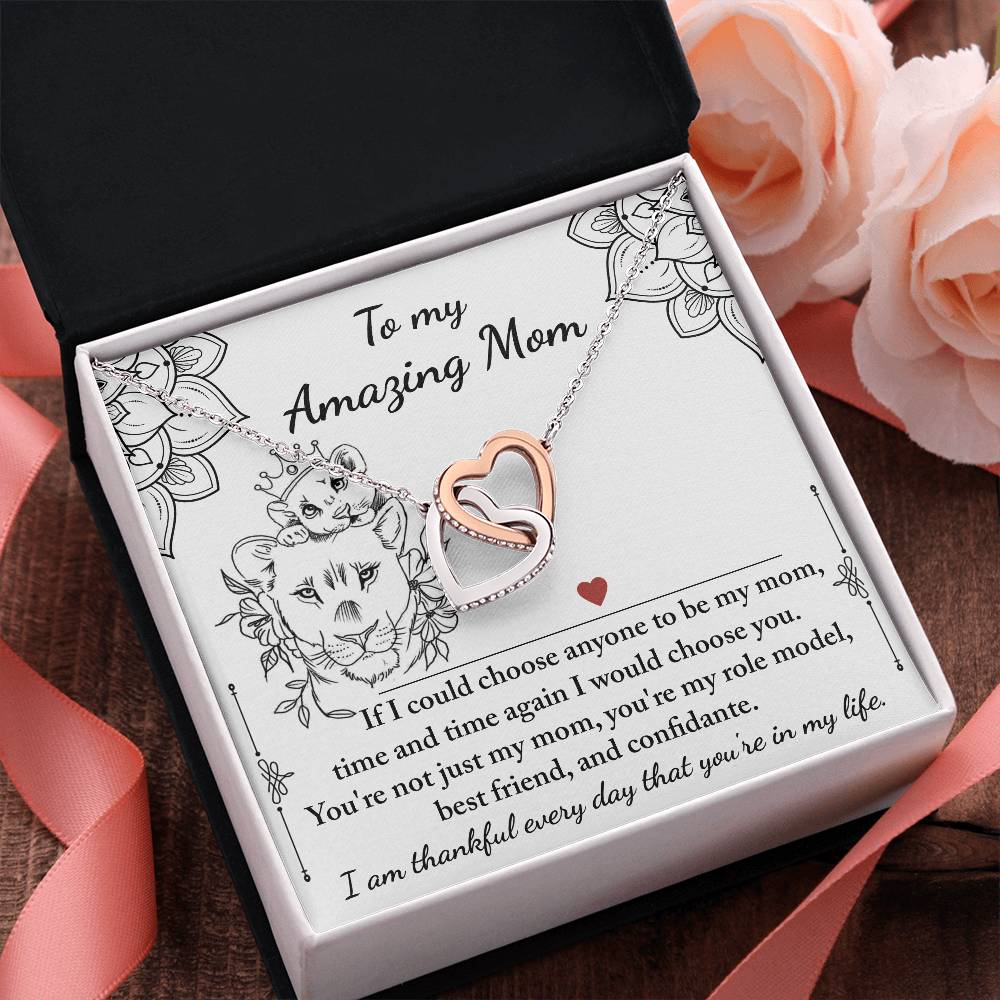 My Amazing Mom - Be My Mom - Choose You - Thankful Everyday - You're In My Life - Interlocking Hearts Necklace IH, MOM0000018IH