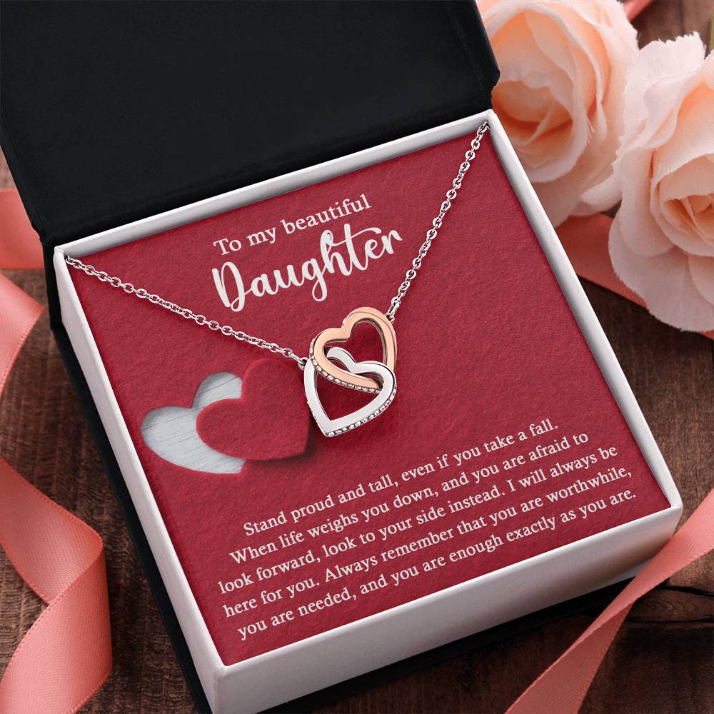 To My Beautiful Daughter - Stand Proud And Tall - Interlocking Hearts Necklace IH, DAU0000008IH - Sweet Yasmin 21