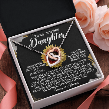 My Amazing Daughter - Make Life Fun & Exciting - A Talented Young Woman - Excited About The Future Ahead Of You - So Proud Of You - Love You Forever & Always - Interlocking Hearts Necklace IH, DAU0000150IH