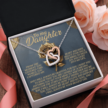 My Daughter - Moment You Entered This World, You Captured My Heart - Bring So Much Joy & Light Into My Life - Always Be Here To Love & Support You - Always Be Your Biggest Fan - Interlocking Hearts Necklace IH, DAU0000161IH