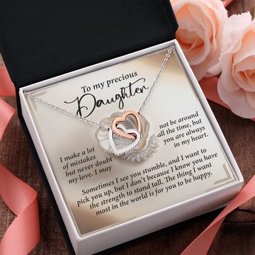 My Precious Daughter - Never Doubt My Love - You Are Always In My Heart - You Have The Strength To Stand Tall - Want Most In The World Is For You To Be Happy - Interlocking Hearts Necklace IH, DAU0000109IH