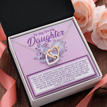 My Lovely Daughter - You Have Changed My World - The Joy & Happiness You Brought Into My Life - The Wonderful Person You Are - Love You More Than You'll Ever Know - Interlocking Hearts Necklace IH, DAU0000188IH