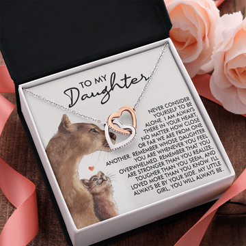 My Daughter - Always There In Your Heart, No Matter How Close Or Far We Are - I'll Always Be By Your Side - My Little Girl, You Will Always Be - Interlocking Hearts Necklace IH, DAU0000173IH