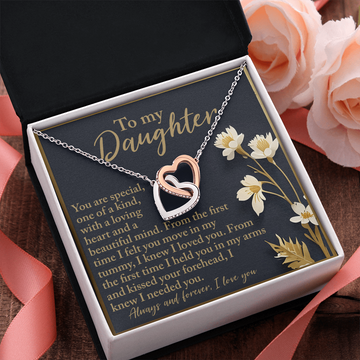 My Daughter - You Are Special, One Of A Kind - A Loving Heart & A Beautiful Mind - From The First Time I Knew I Loved you - Always & Forever I Love You - Interlocking Hearts Necklace IH, DAU0000175IH