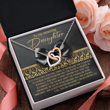My Amazing Daughter - A Light Within You That Can Illuminate The World - Be Led By Your Dreams - Strong, Brilliant & Loved Beyond Measure - So Proud To Call You My Daughter - Interlocking Hearts Necklace IH, DAU0000142IH