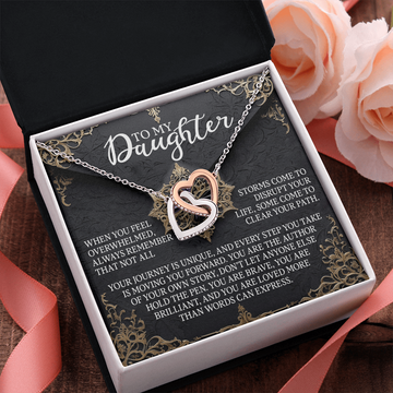 My Daughter - Your Journey Is Unique, Every Step You Take Is Moving You Forward - You Are Brave, Brilliant & Loved More Than Words Can Express - Interlocking Hearts Necklace IH, DAU0000149IH