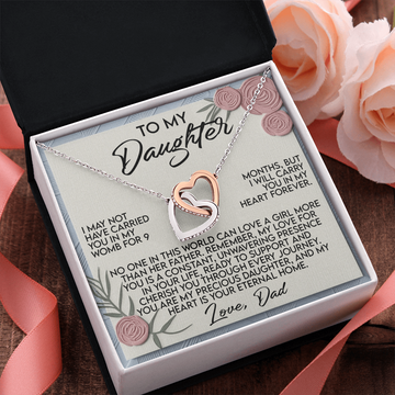 My Daughter - Carry You In My Heart Forever - You Are My Precious Daughter & My Heart Is Your Eternal Home - Love Dad - Interlocking Hearts Necklace IH, DAU0000162IH