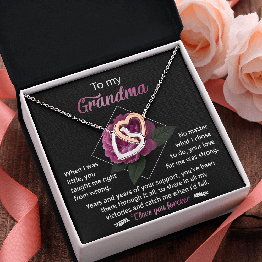 My Grandma - You Taught Me Right From Wrong - Your Love For Me Was Strong - You've Been There Through It All - I Love You Forever - Interlocking Hearts Necklace IH, GMA000003IH