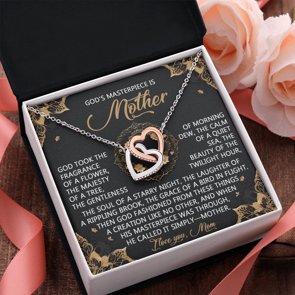 God's Masterpiece Is Mother - A Creation Like No Other - I Love You Mom - Interlocking Hearts Necklace IH, MOM0000030IH
