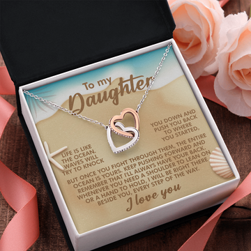 My Daughter - I'll Always Have Your Back - I Will Be Right There Beside You, Every Step Of The Way - I Love You - Interlocking Hearts Necklace IH, DAU0000174IH