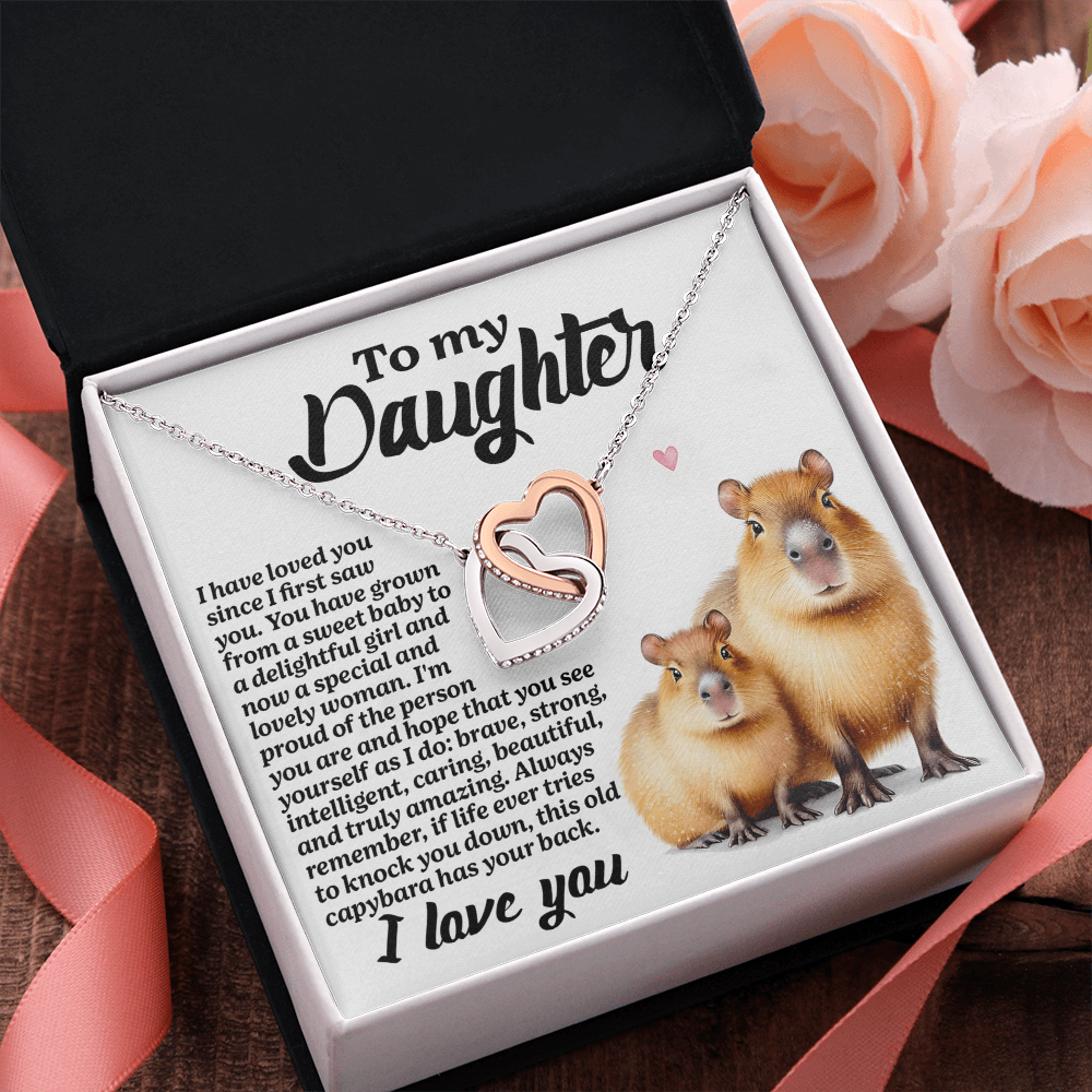 My Daughter - Loved You Since I First Saw You - Grown From A Sweet Baby To A Delightful Girl & A Special And Lovely Woman - I Love You - Interlocking Hearts Necklace IH, DAU0000130IH