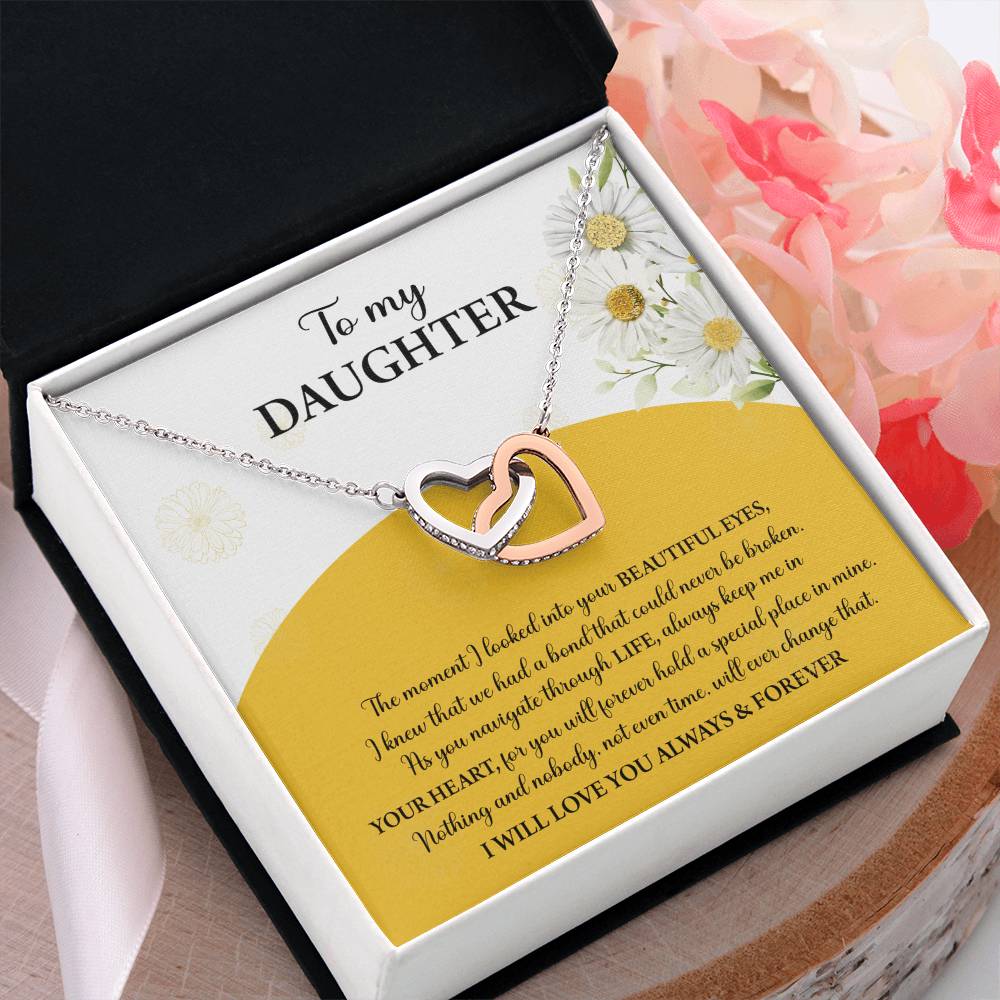 My Daughter - Moment I Looked Into Your Beautiful Eyes - A Bond That Could Never Be Broken - Always Keep Me In Your Heart - Love You Always & Forever - Interlocking Hearts Necklace IH, DAU0000003IH - Sweet Yasmin 21
