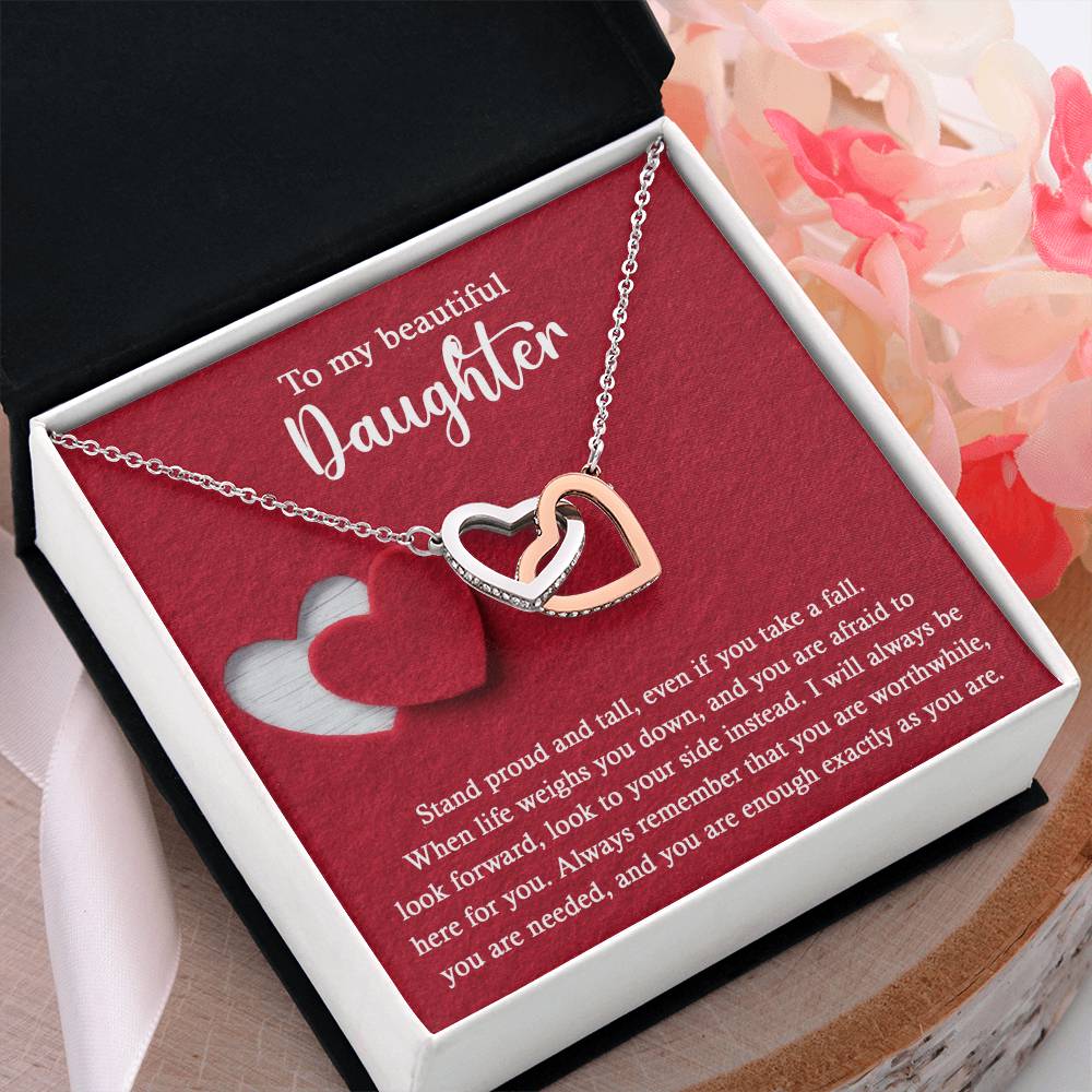To My Beautiful Daughter - Stand Proud And Tall - Interlocking Hearts Necklace IH, DAU0000008IH - Sweet Yasmin 21