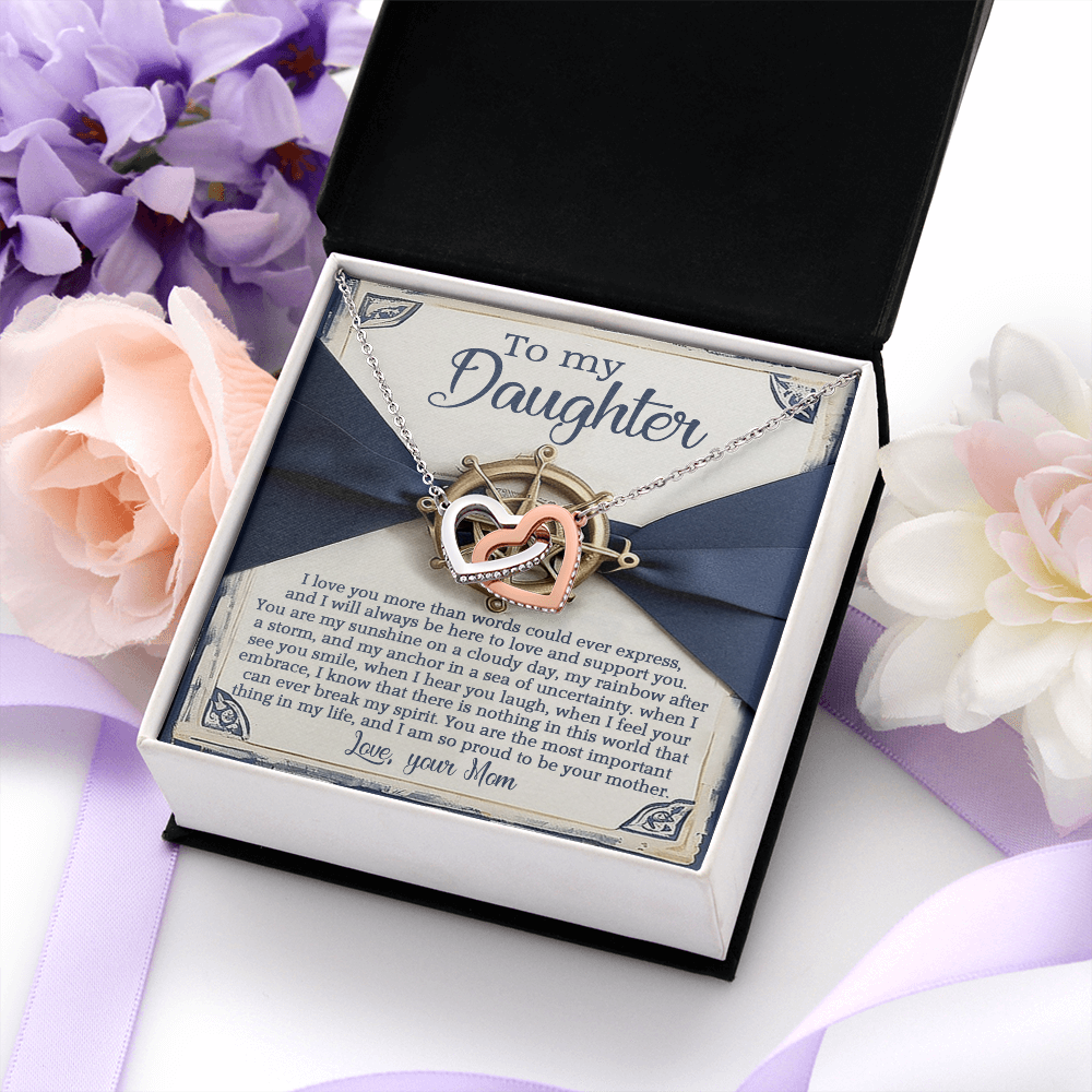 My Daughter - Love You More Than Words Could Express - Always Be Here To Love & Support You - Most Important Thing In My Life - So Proud To Be Your Mother - Interlocking Hearts Necklace IH, DAU0000148IH