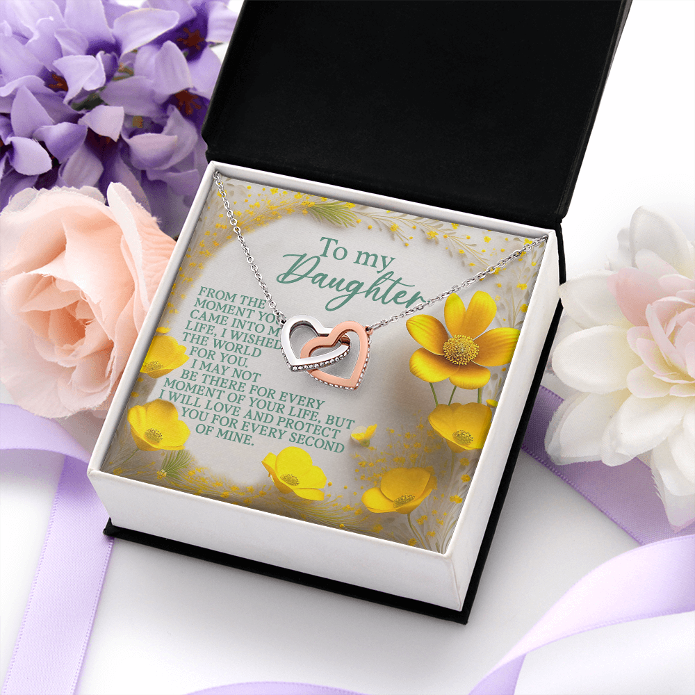 My Daughter - The Moment You Came Into My Life, I Wished The World For You - I Will Love And Protect You For Every Second Of Mine - Interlocking Hearts Necklace IH, DAU0000114IH