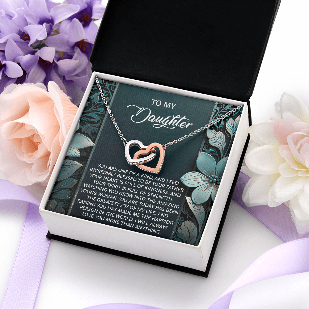 My Daughter - You Are One Of A Kind - Incredibly Blessed To Be Your Father - The Amazing Woman You Are Today Been The Greatest Joy Of My Life & The Happiest Person - Always Love You More Than Anything - Interlocking Hearts Necklace IH, DAU0000086IH
