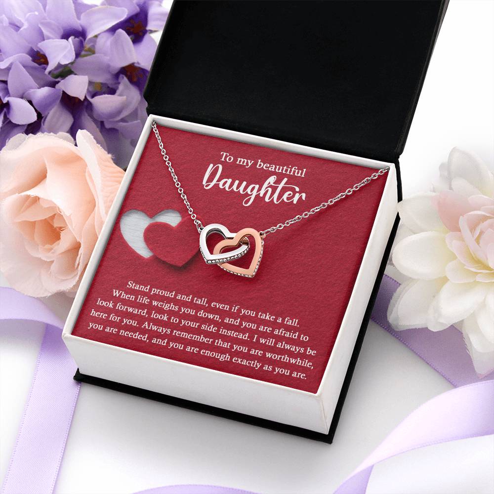 To My Beautiful Daughter - Stand Proud And Tall - Interlocking Hearts Necklace IH, DAU0000008IH - Sweet Yasmin 21