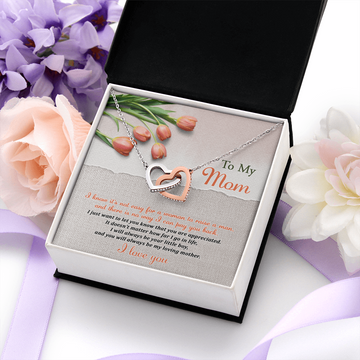 My Mom - There Is No Way I Can Pay You Back - Want To Let You Know You Are Appreciated - I Will Always Be Your Little Boy & You Will Always Be My Loving Mother - Interlocking Hearts Necklace IH, MOM0000049IH