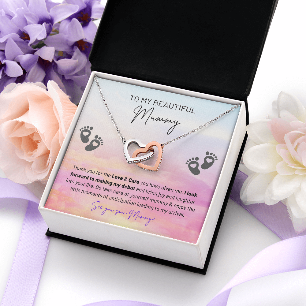 My Beautiful Mummy - Mom To Be - Bring Joy And Laughter - Little Moments Of Anticipation - See You Soon Mummy - Interlocking Hearts Necklace IH, BTM0000002IH