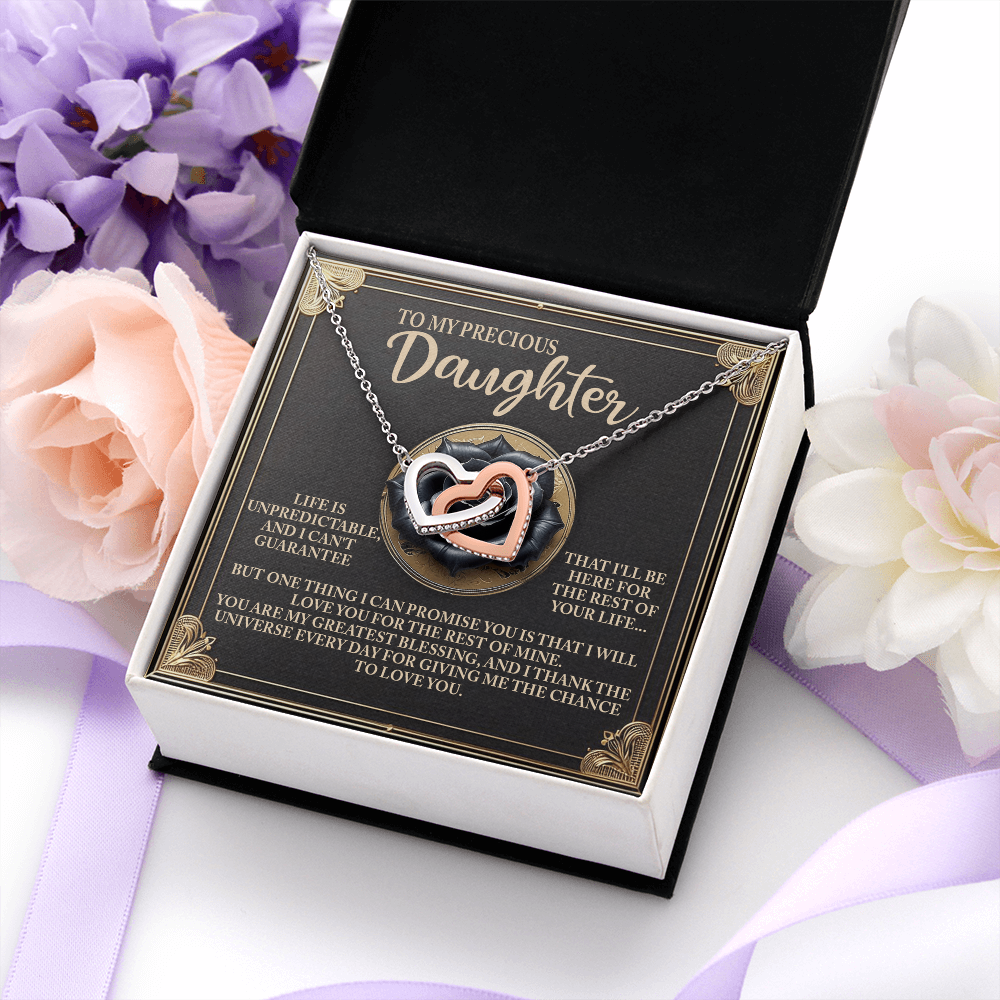 My Precious Daughter - You Are My Greatest Blessing & I Thank The Universe Every Day For Giving Me The Chance To Love You - Interlocking Hearts Necklace IH, DAU0000165IH