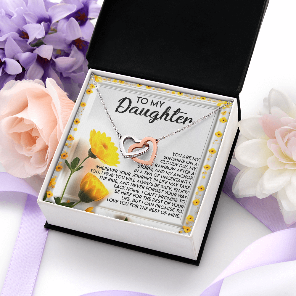 My Daughter - You Are My Sunshine On A Cloudy Day, My Rainbow After A Storm & My Anchor In A Sea - I Promise To Love You - Interlocking Hearts Necklace IH, DAU0000170IH