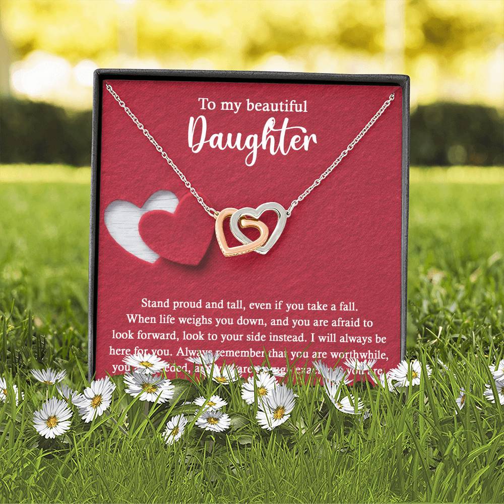 To My Beautiful Daughter - Stand Proud And Tall - Interlocking Hearts Necklace IH, DAU0000008IH - Sweet Yasmin 21