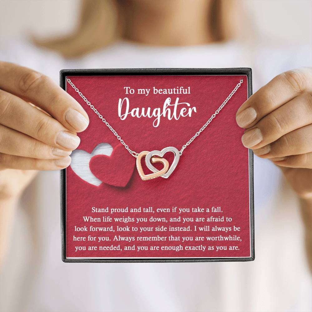To My Beautiful Daughter - Stand Proud And Tall - Interlocking Hearts Necklace IH, DAU0000008IH - Sweet Yasmin 21