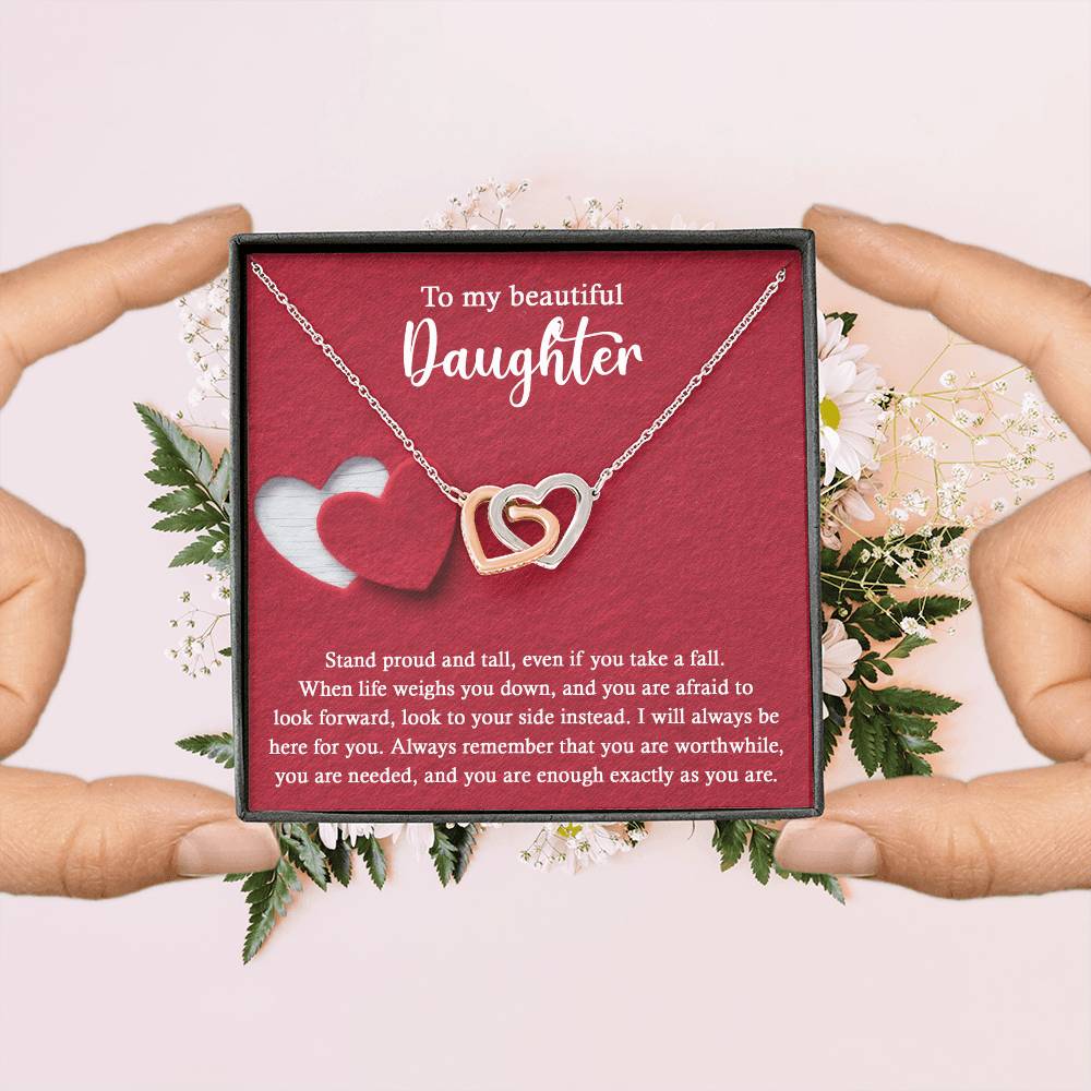 To My Beautiful Daughter - Stand Proud And Tall - Interlocking Hearts Necklace IH, DAU0000008IH - Sweet Yasmin 21