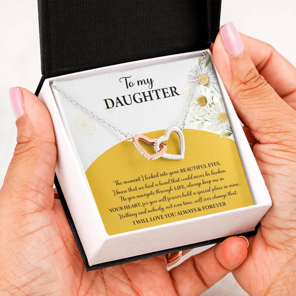 My Daughter - Moment I Looked Into Your Beautiful Eyes - A Bond That Could Never Be Broken - Always Keep Me In Your Heart - Love You Always & Forever - Interlocking Hearts Necklace IH, DAU0000003IH - Sweet Yasmin 21
