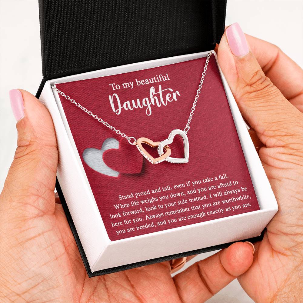 To My Beautiful Daughter - Stand Proud And Tall - Interlocking Hearts Necklace IH, DAU0000008IH - Sweet Yasmin 21
