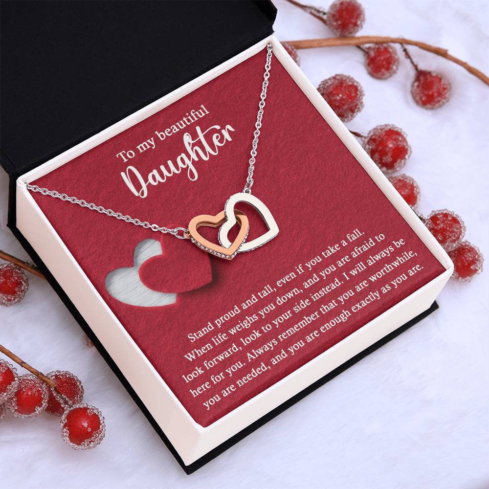 To My Beautiful Daughter - Stand Proud And Tall - Interlocking Hearts Necklace IH, DAU0000008IH - Sweet Yasmin 21