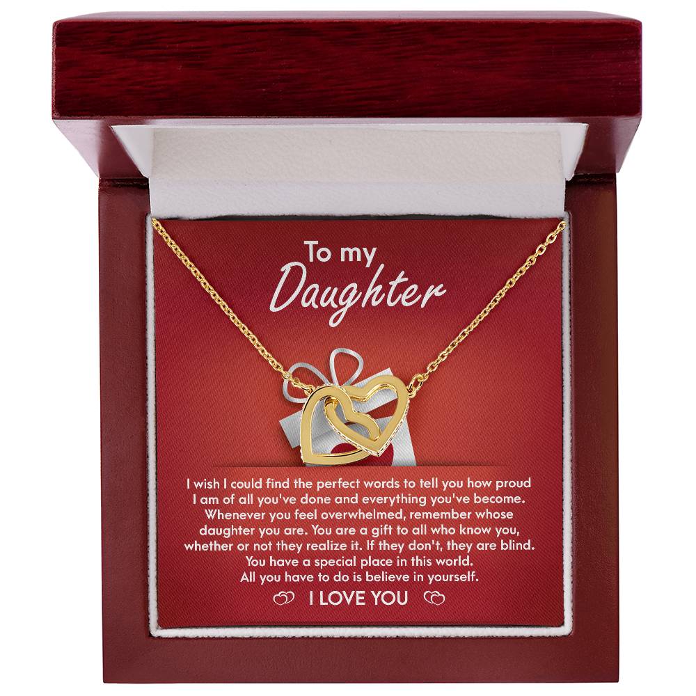 To My Daughter - You're A Gift To All - Interlocking Hearts Necklace IH, DAU0000001IH