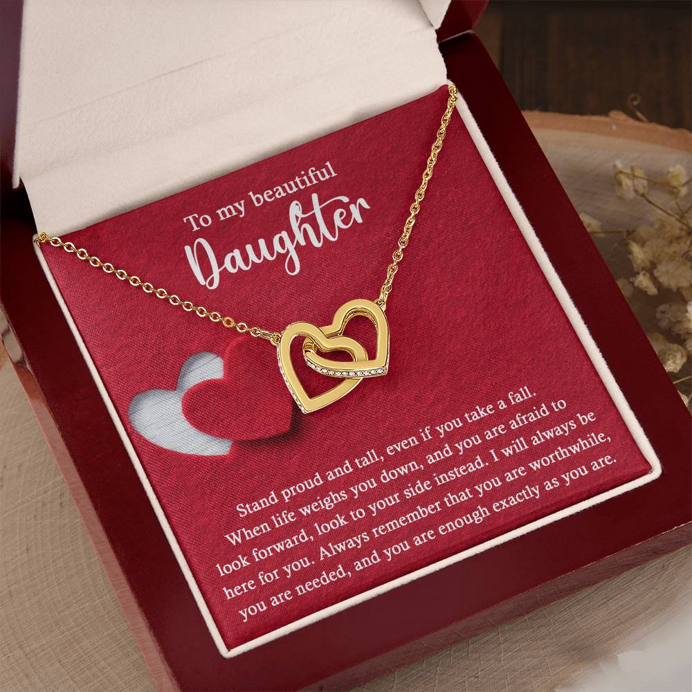 To My Beautiful Daughter - Stand Proud And Tall - Interlocking Hearts Necklace IH, DAU0000008IH - Sweet Yasmin 21