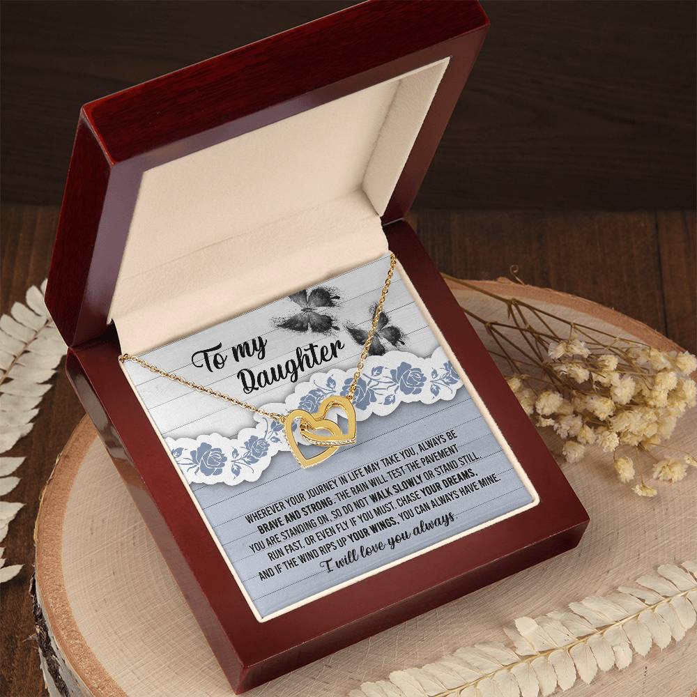 To My Daughter - Always Be Brave And Strong - Interlocking Hearts Necklace IH, DAU0000006IH - Sweet Yasmin 21