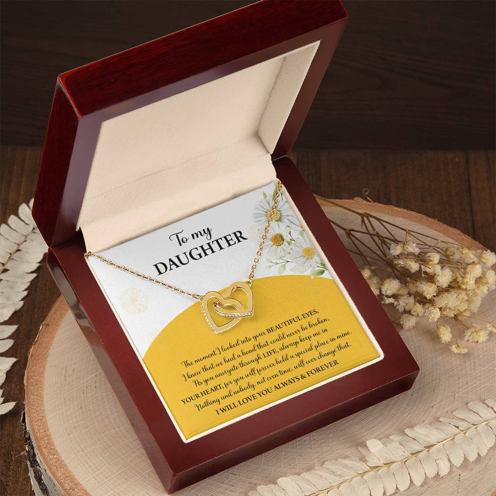 My Daughter - Moment I Looked Into Your Beautiful Eyes - A Bond That Could Never Be Broken - Always Keep Me In Your Heart - Love You Always & Forever - Interlocking Hearts Necklace IH, DAU0000003IH - Sweet Yasmin 21