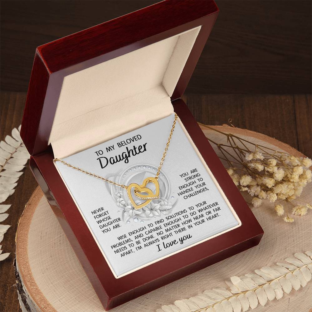 To My Beloved Daughter - I'm Always Right There - Interlocking Hearts Necklace IH, DAU0000007IH