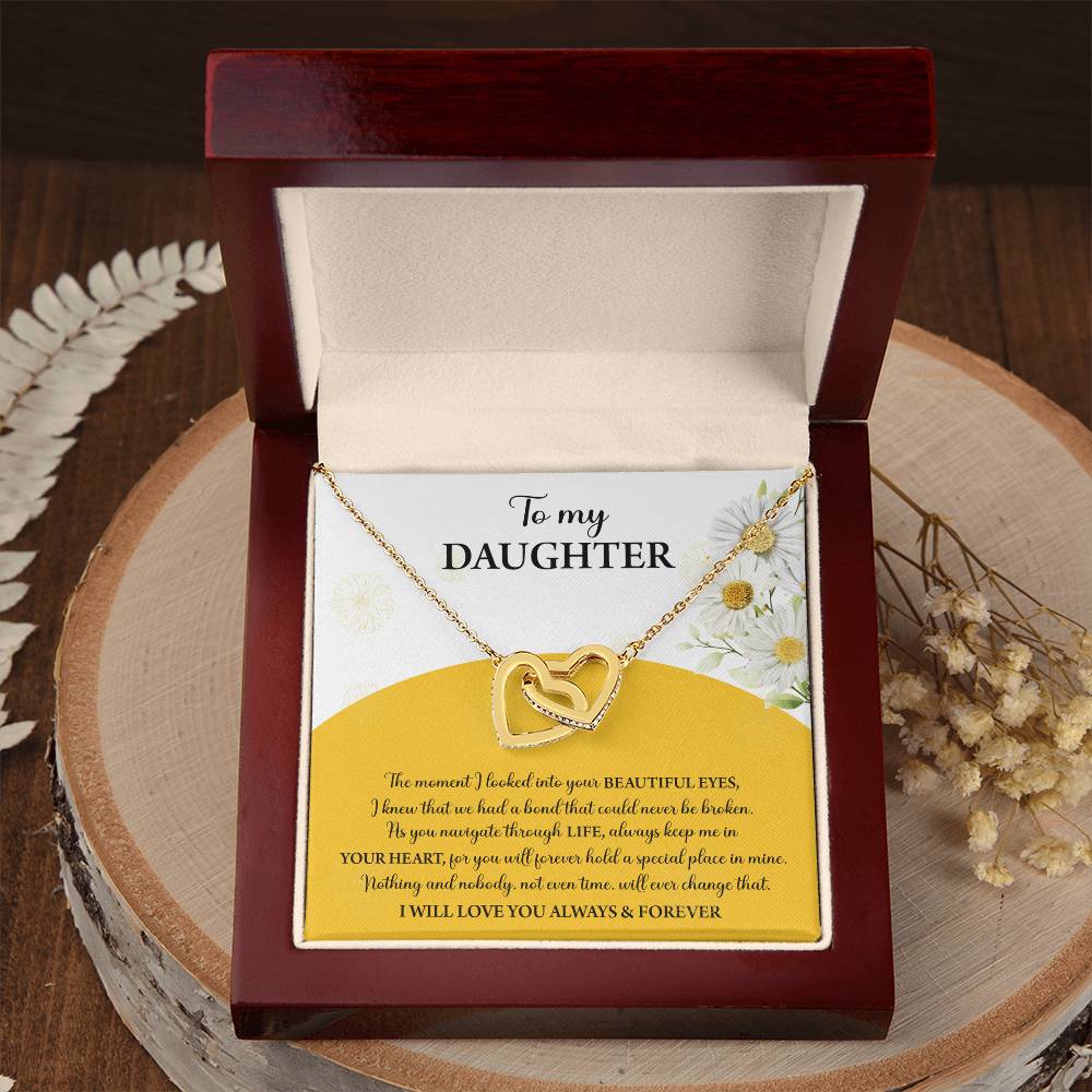 My Daughter - Moment I Looked Into Your Beautiful Eyes - A Bond That Could Never Be Broken - Always Keep Me In Your Heart - Love You Always & Forever - Interlocking Hearts Necklace IH, DAU0000003IH - Sweet Yasmin 21